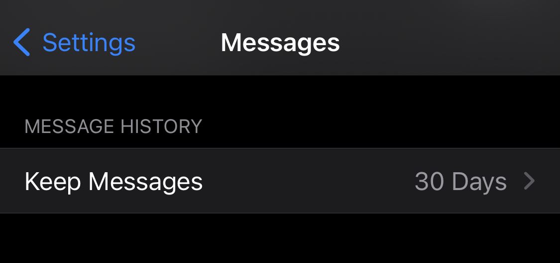 Message history: keep messages for 30 days
