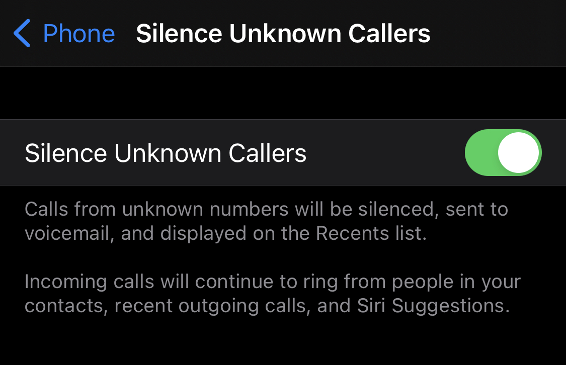 Silence unknown callers